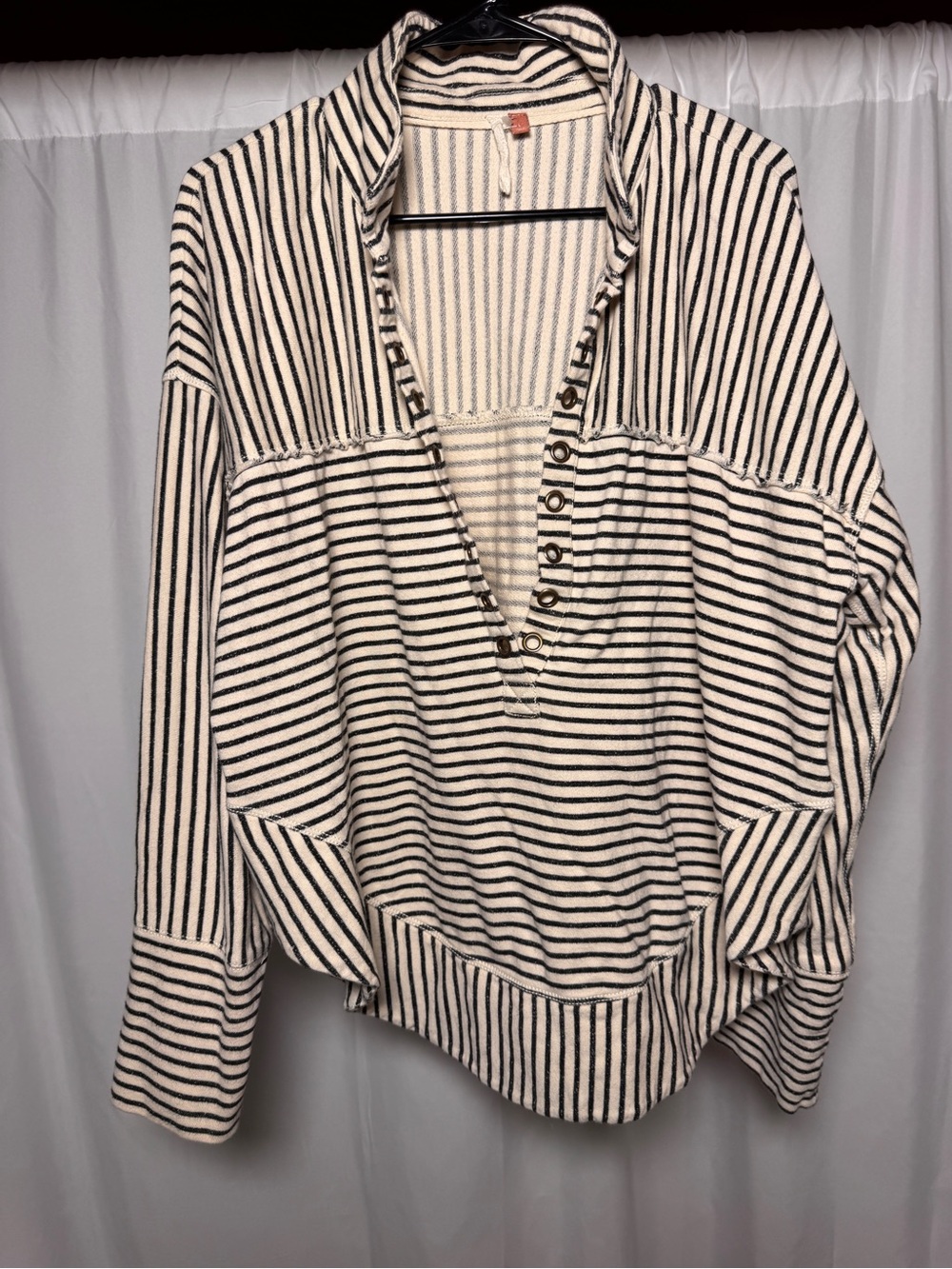 Pilcro Spliced Henley Top Women Large Striped Long Sleeve Anthropologie Nautical